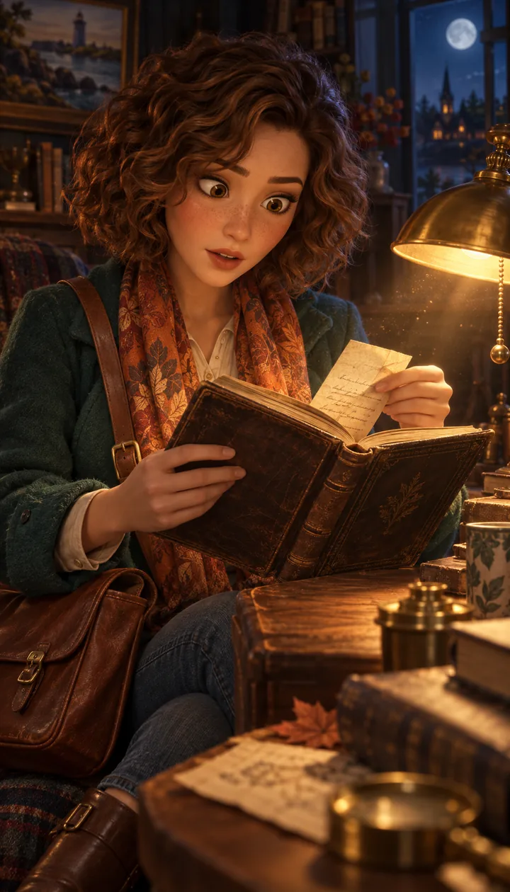 Nora finding a folded note inside a book