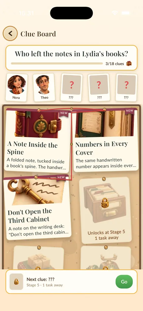 Nora's clue board