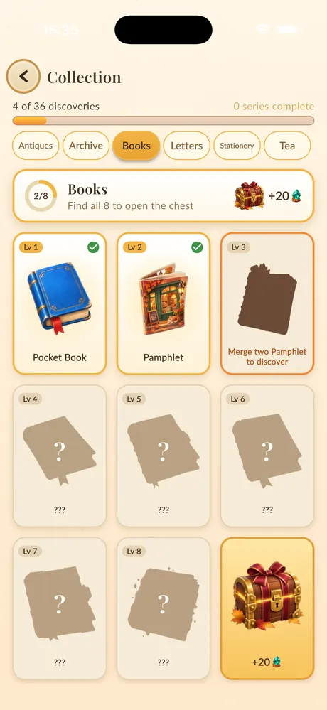 The collection of discovered items